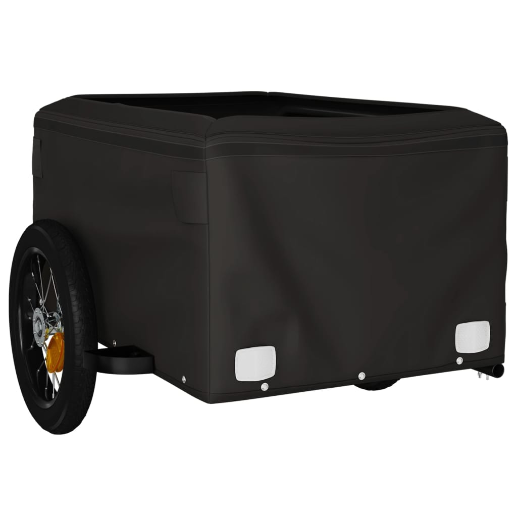 vidaXL Remorque de vélo noir et vert 30 kg fer