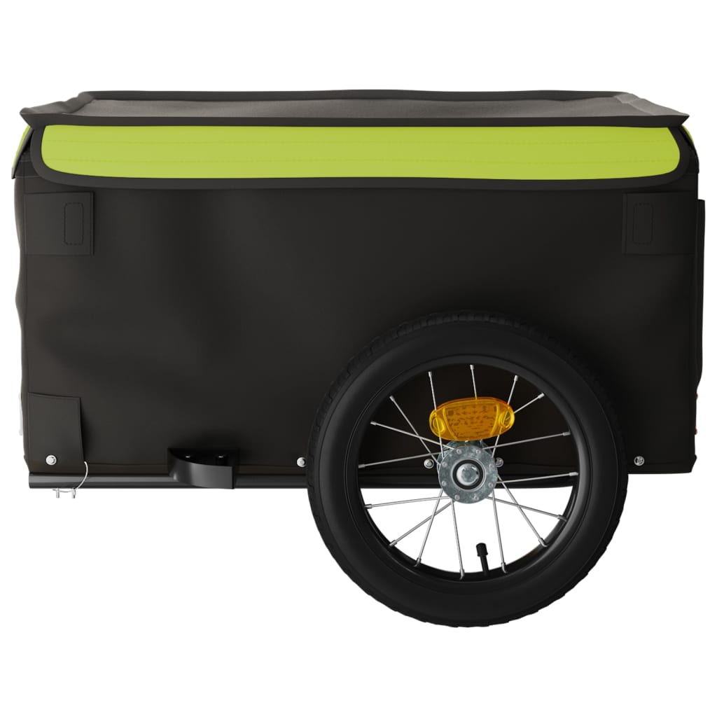 vidaXL Remorque de vélo noir et vert 30 kg fer