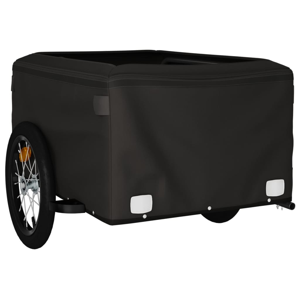 vidaXL Remorque de vélo noir et jaune 45 kg fer
