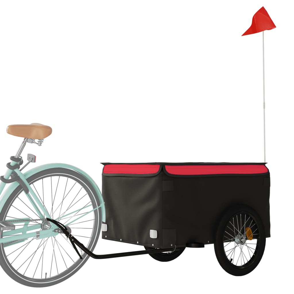 vidaXL Remorque de vélo noir et rouge 45 kg fer