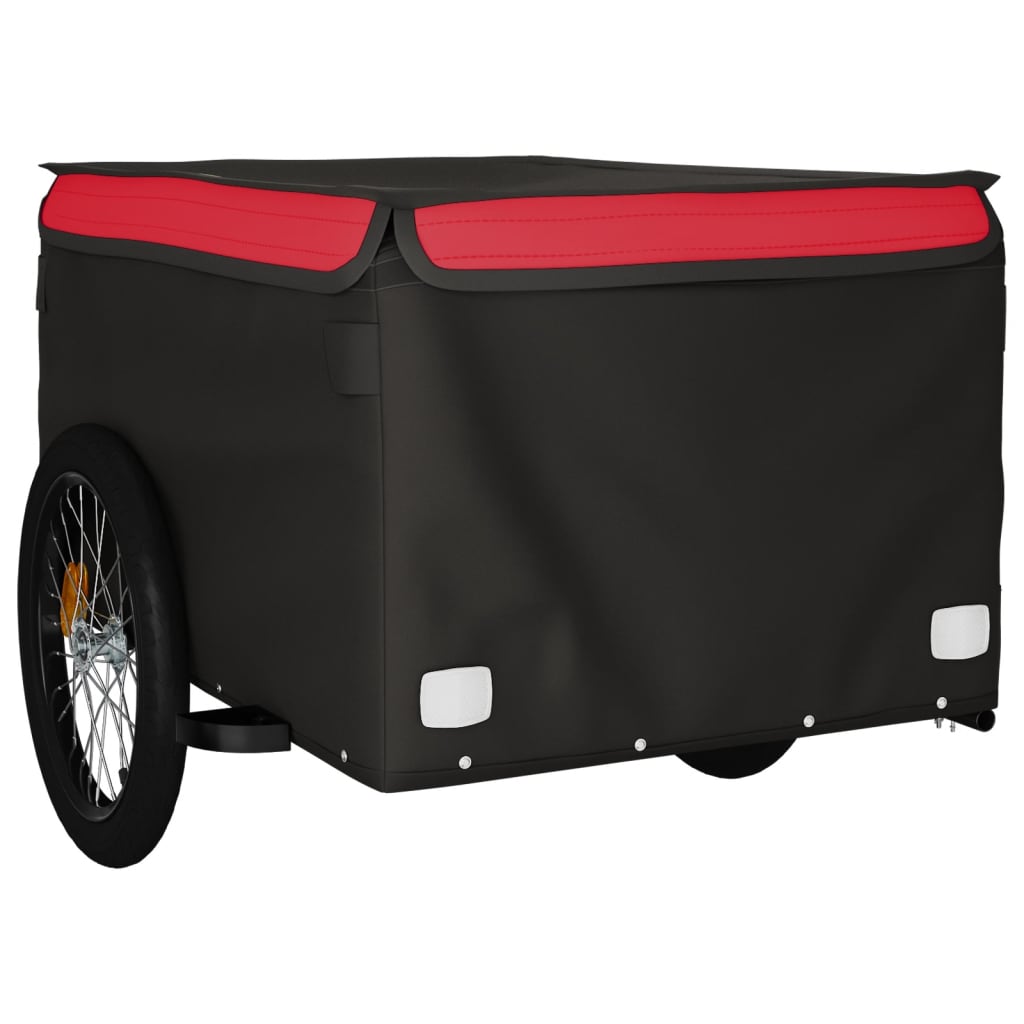 vidaXL Remorque de vélo noir et rouge 45 kg fer
