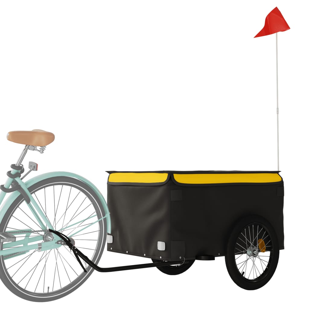 vidaXL Remorque de vélo noir et jaune 45 kg fer