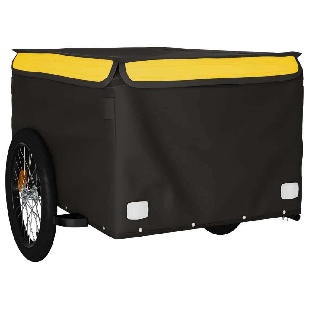 vidaXL Remorque de vélo noir et jaune 45 kg fer