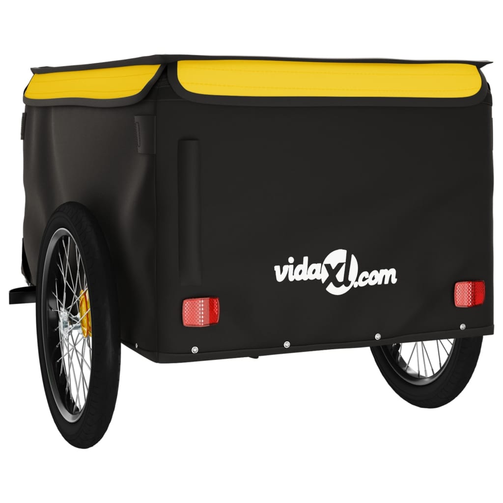 vidaXL Remorque de vélo noir et jaune 45 kg fer