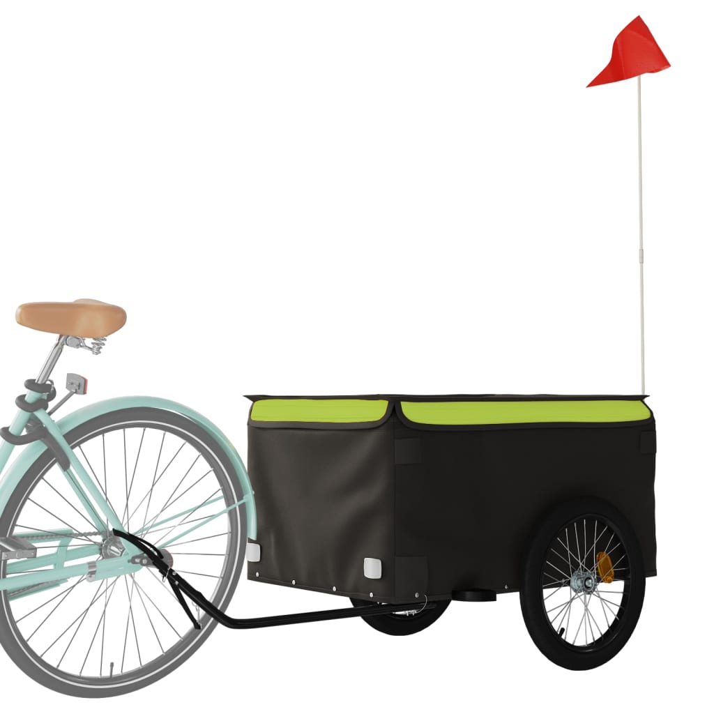 vidaXL Remorque de vélo noir et vert 45 kg fer