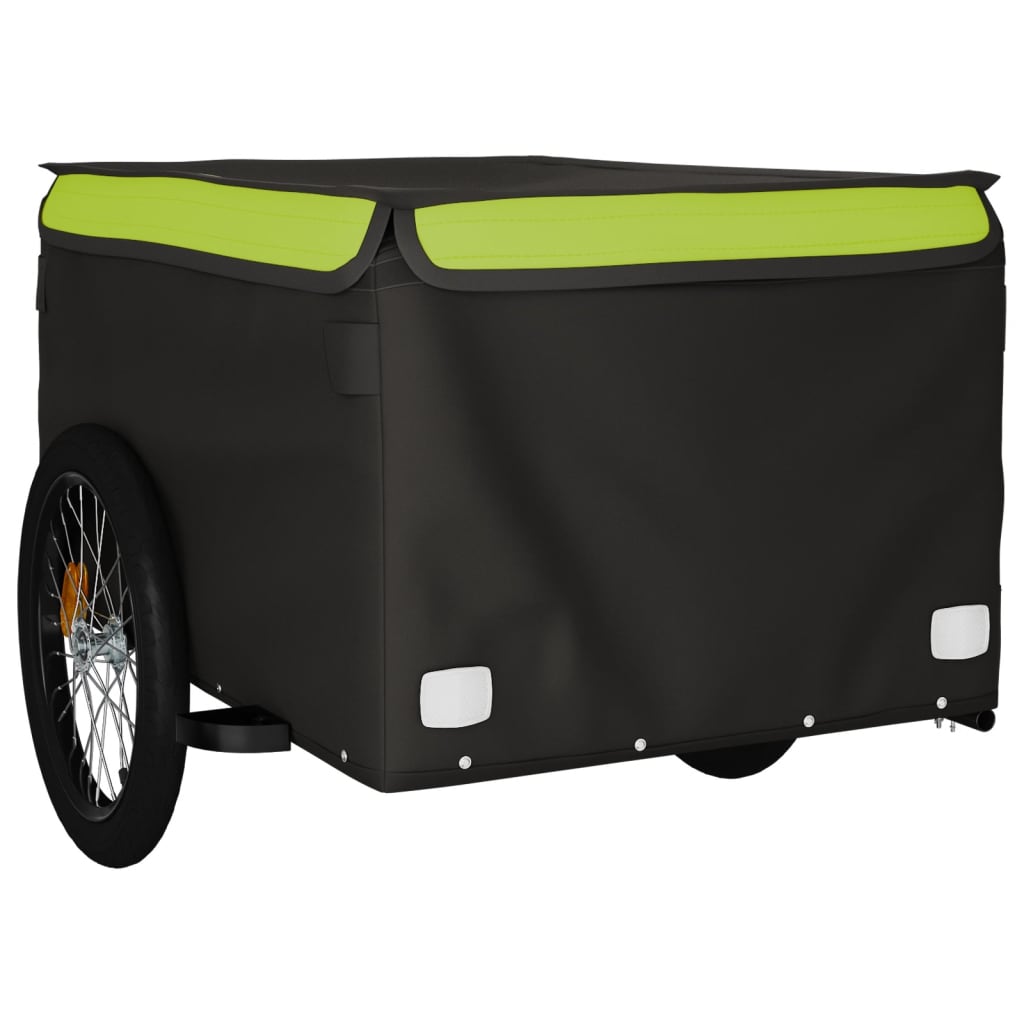 vidaXL Remorque de vélo noir et vert 45 kg fer