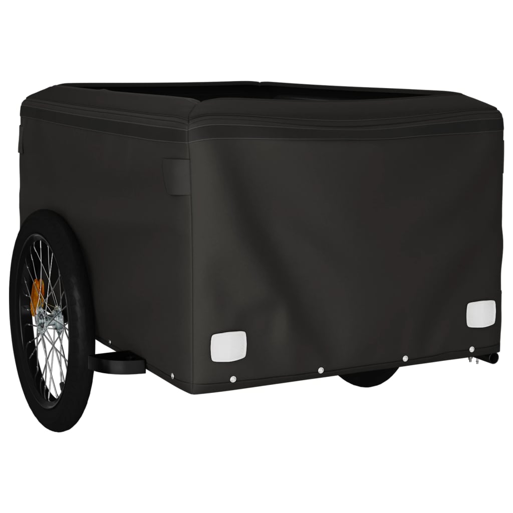 vidaXL Remorque de vélo noir et vert 45 kg fer