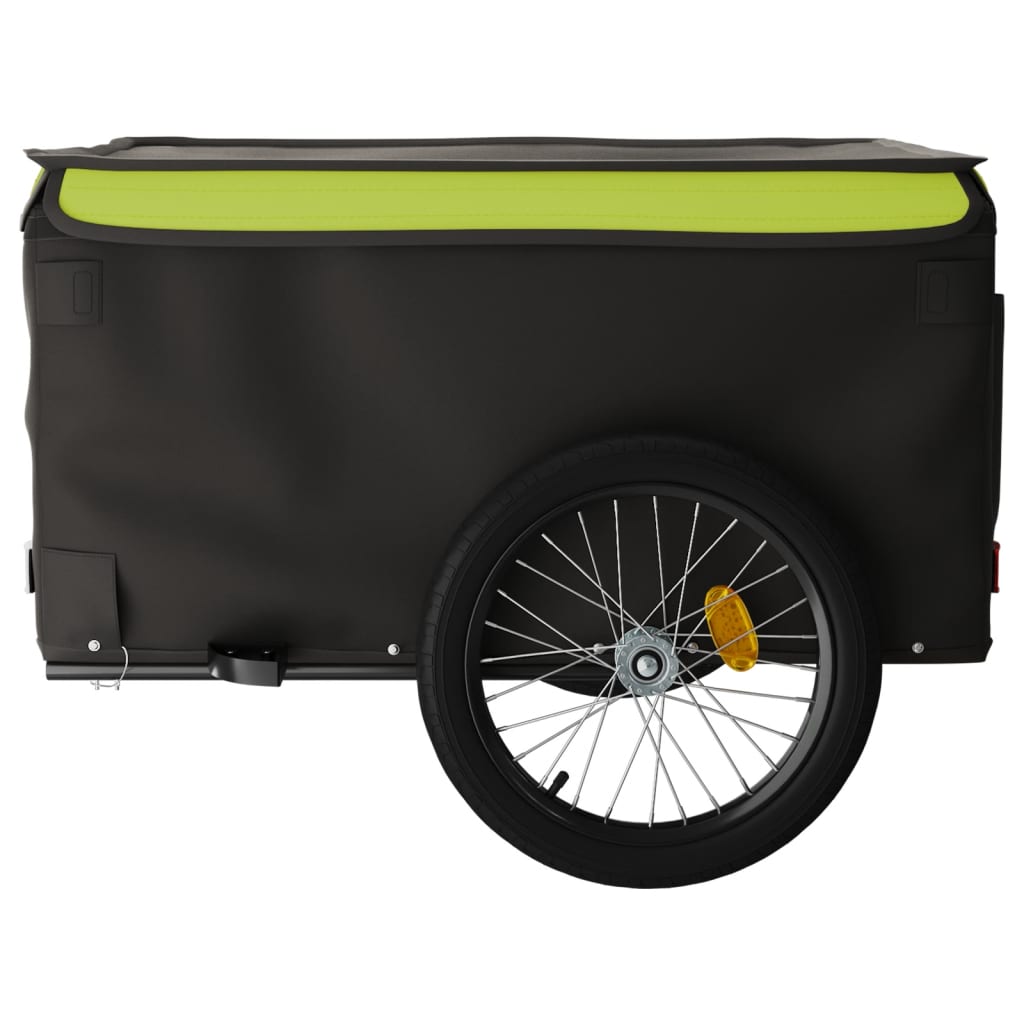 vidaXL Remorque de vélo noir et vert 45 kg fer