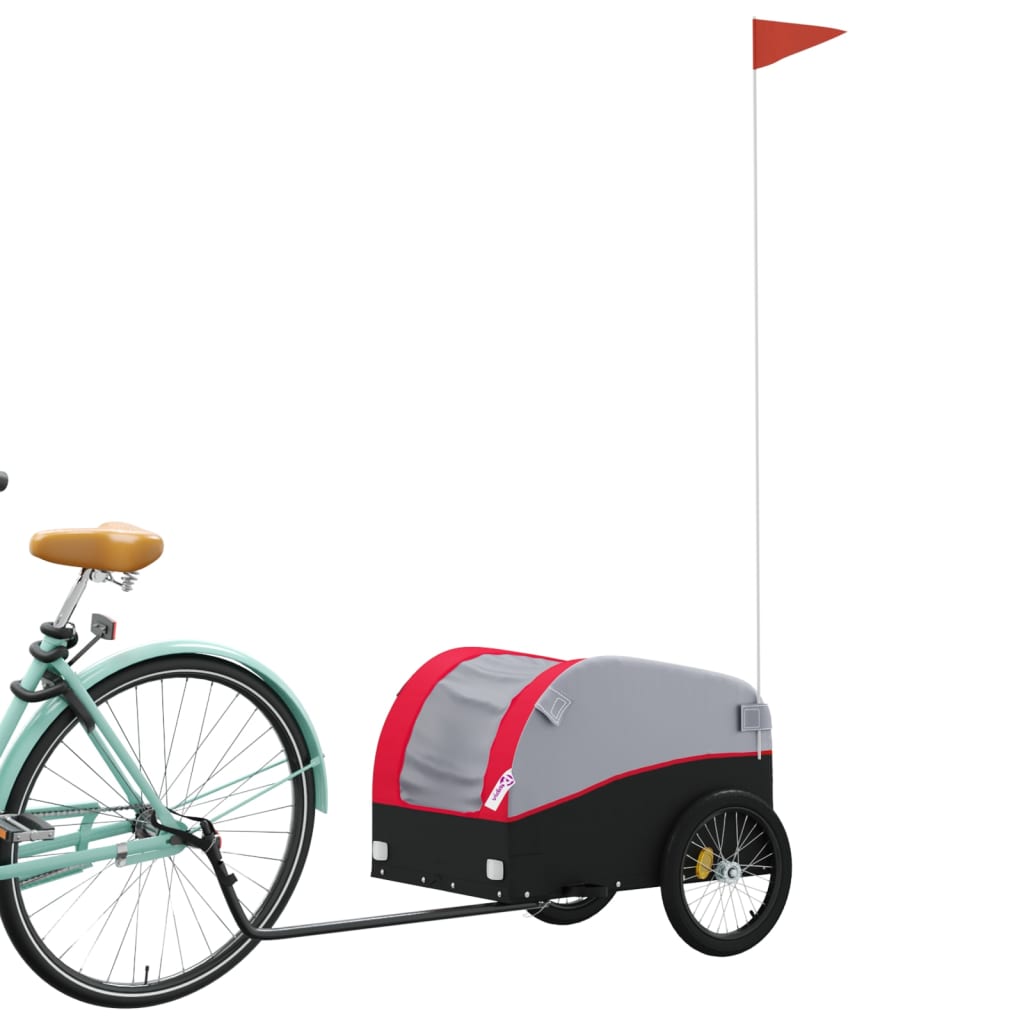 vidaXL Remorque de vélo noir et rouge 30 kg fer