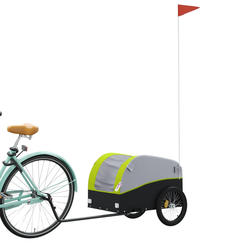 vidaXL Remorque de vélo noir et vert 30 kg fer