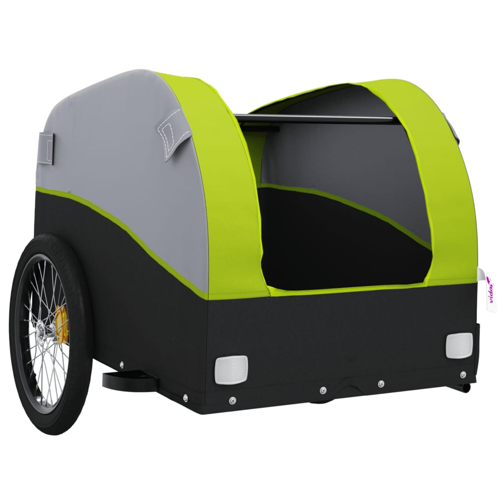 vidaXL Remorque de vélo noir et vert 30 kg fer