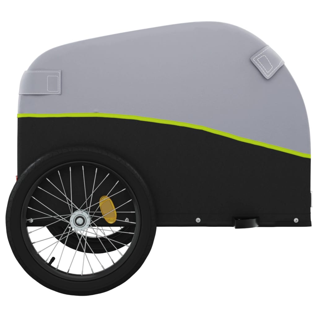 vidaXL Remorque de vélo noir et vert 30 kg fer