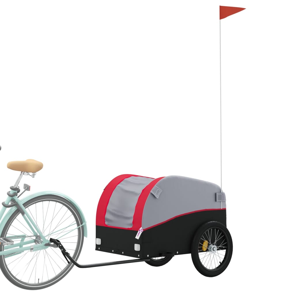 vidaXL Remorque de vélo noir et rouge 45 kg fer