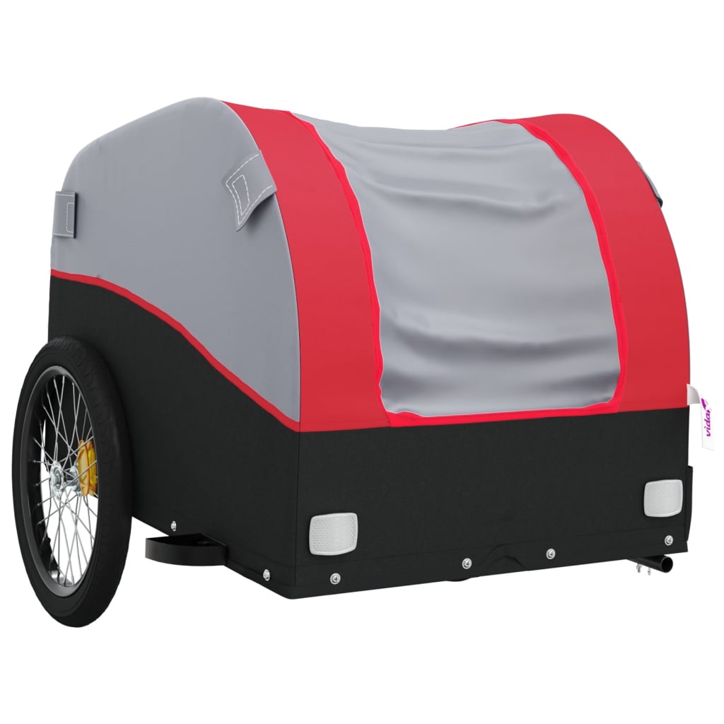 vidaXL Remorque de vélo noir et rouge 45 kg fer