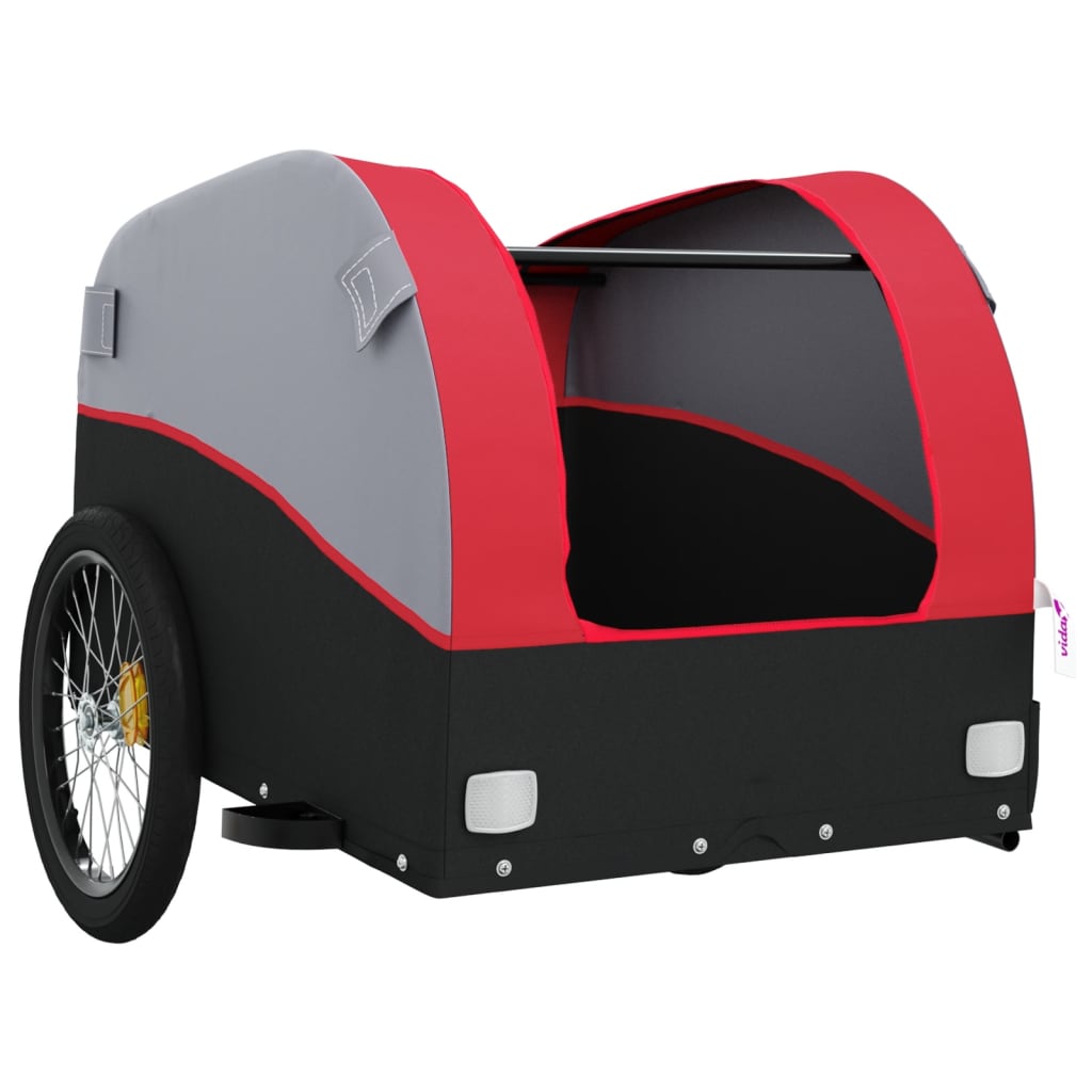 vidaXL Remorque de vélo noir et rouge 45 kg fer