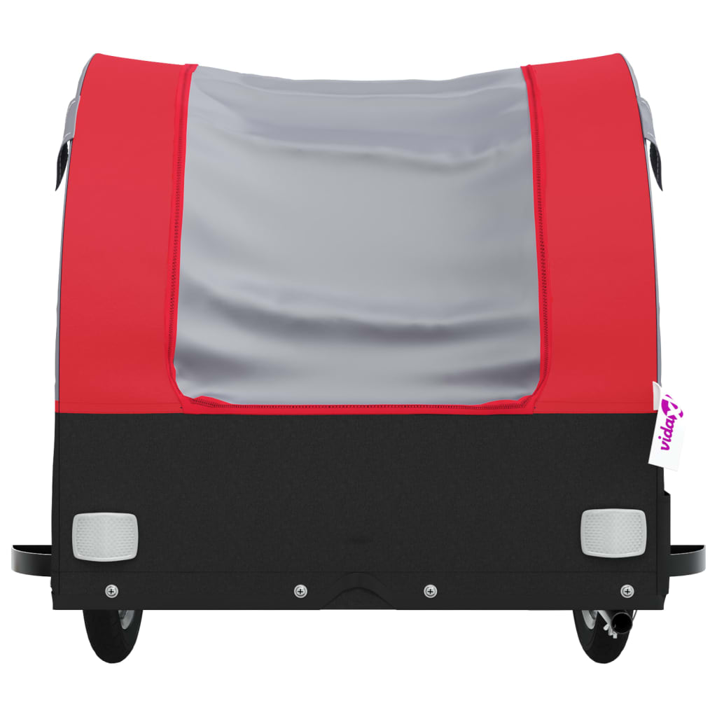 vidaXL Remorque de vélo noir et rouge 45 kg fer