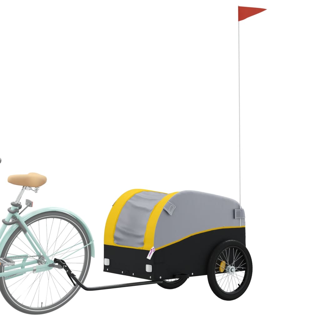 vidaXL Remorque de vélo noir et jaune 45 kg fer