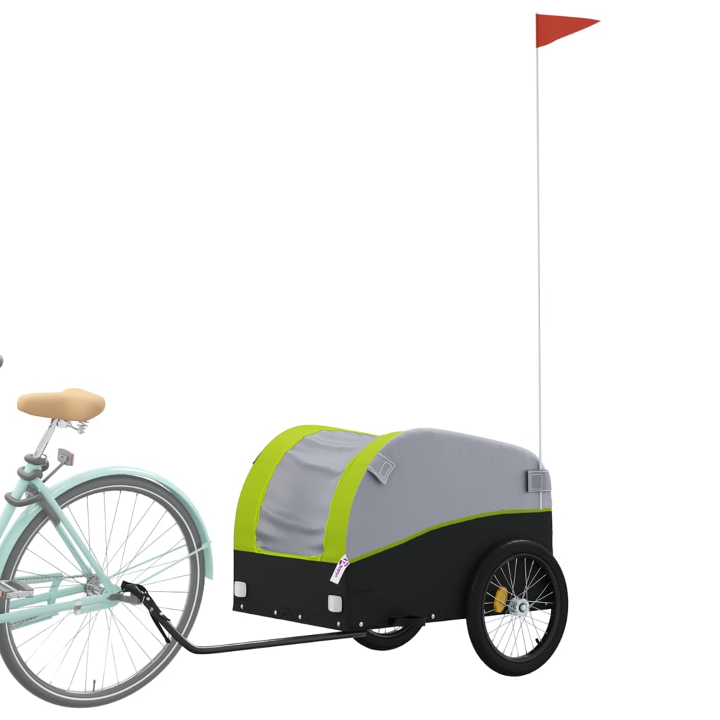 vidaXL Remorque de vélo noir et vert 45 kg fer