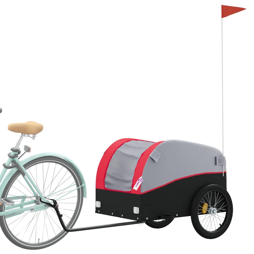 vidaXL Remorque de vélo noir et rouge 45 kg fer