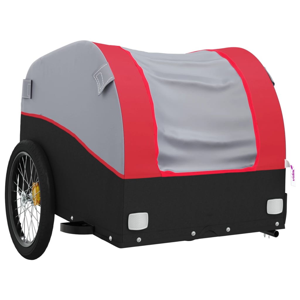 vidaXL Remorque de vélo noir et rouge 45 kg fer