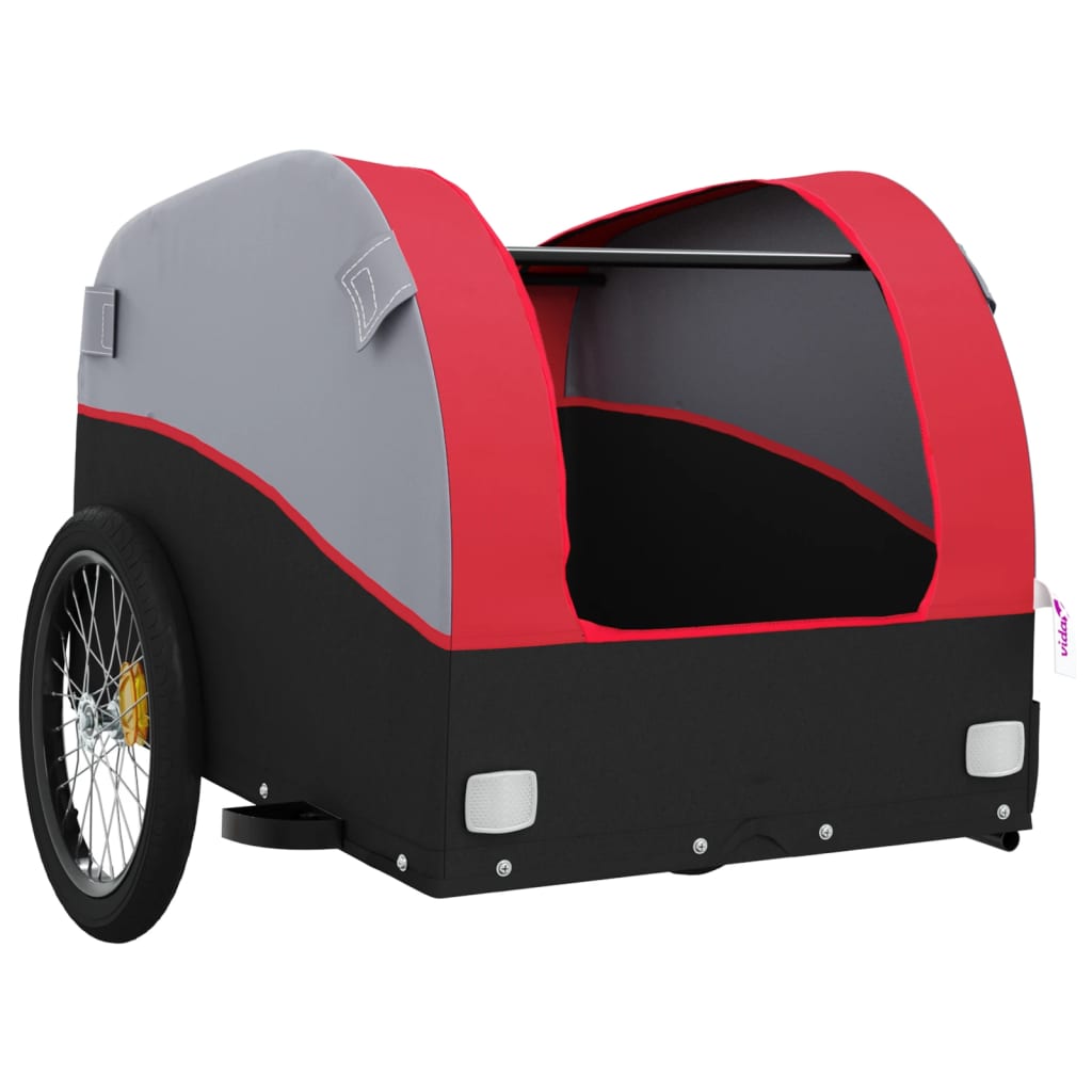 vidaXL Remorque de vélo noir et rouge 45 kg fer
