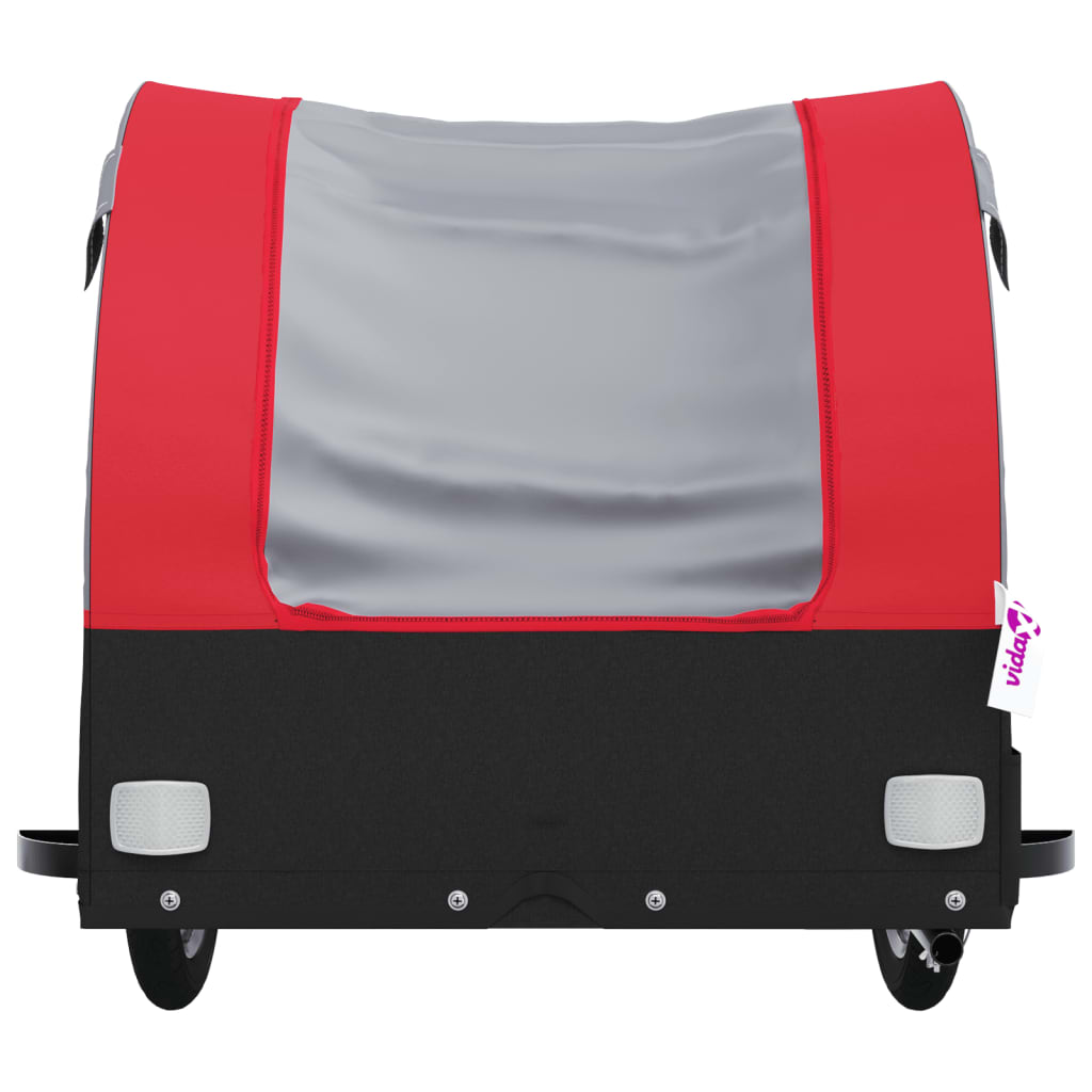 vidaXL Remorque de vélo noir et rouge 45 kg fer