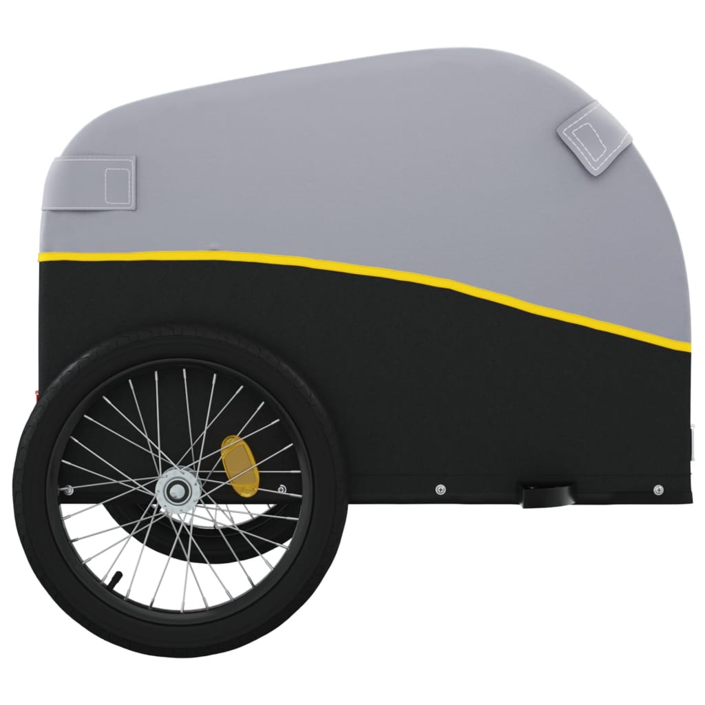 vidaXL Remorque pour vélo noir et jaune 45 kg fer