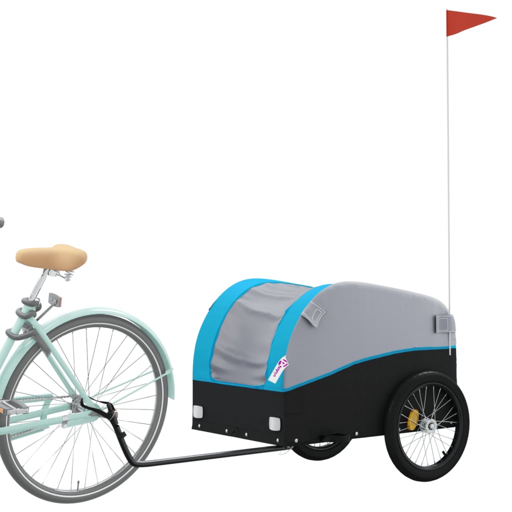 vidaXL Remorque pour vélo noir et bleu 45 kg fer