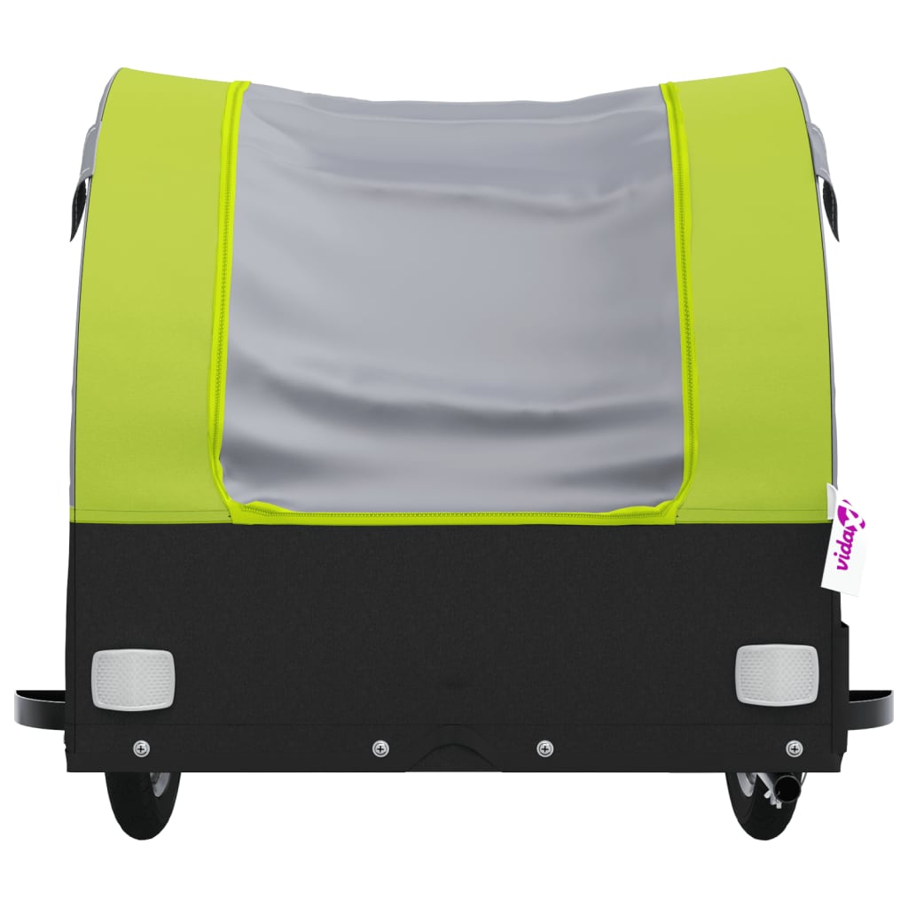 vidaXL Remorque de vélo noir et vert 45 kg fer