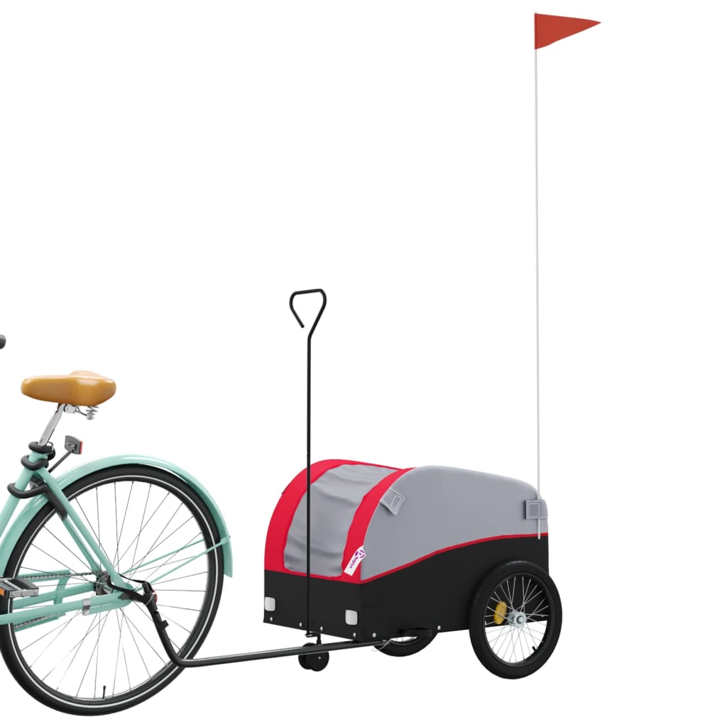 vidaXL Remorque de vélo noir et rouge 30 kg fer