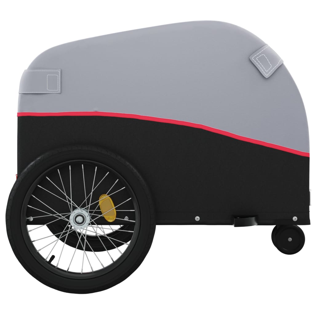 vidaXL Remorque de vélo noir et rouge 30 kg fer
