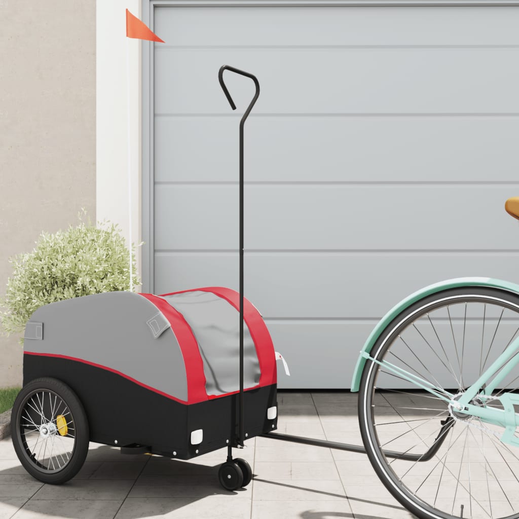 vidaXL Remorque de vélo noir et rouge 30 kg fer