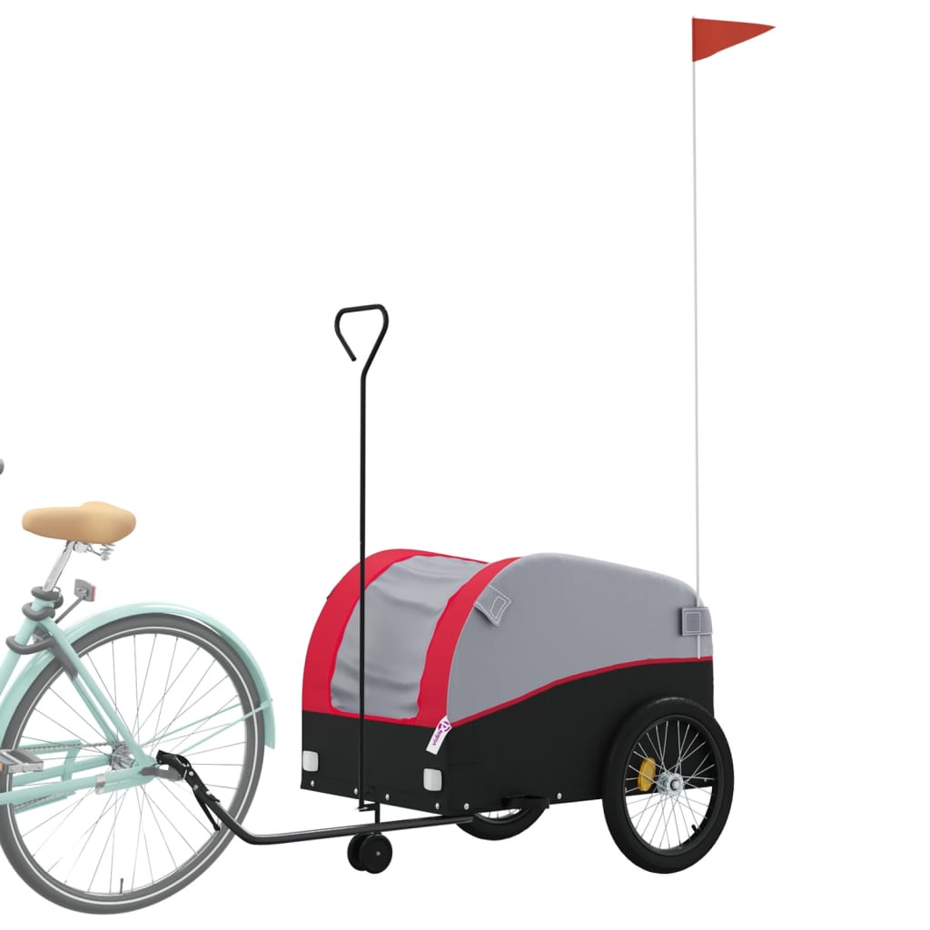 vidaXL Remorque de vélo noir et rouge 45 kg fer