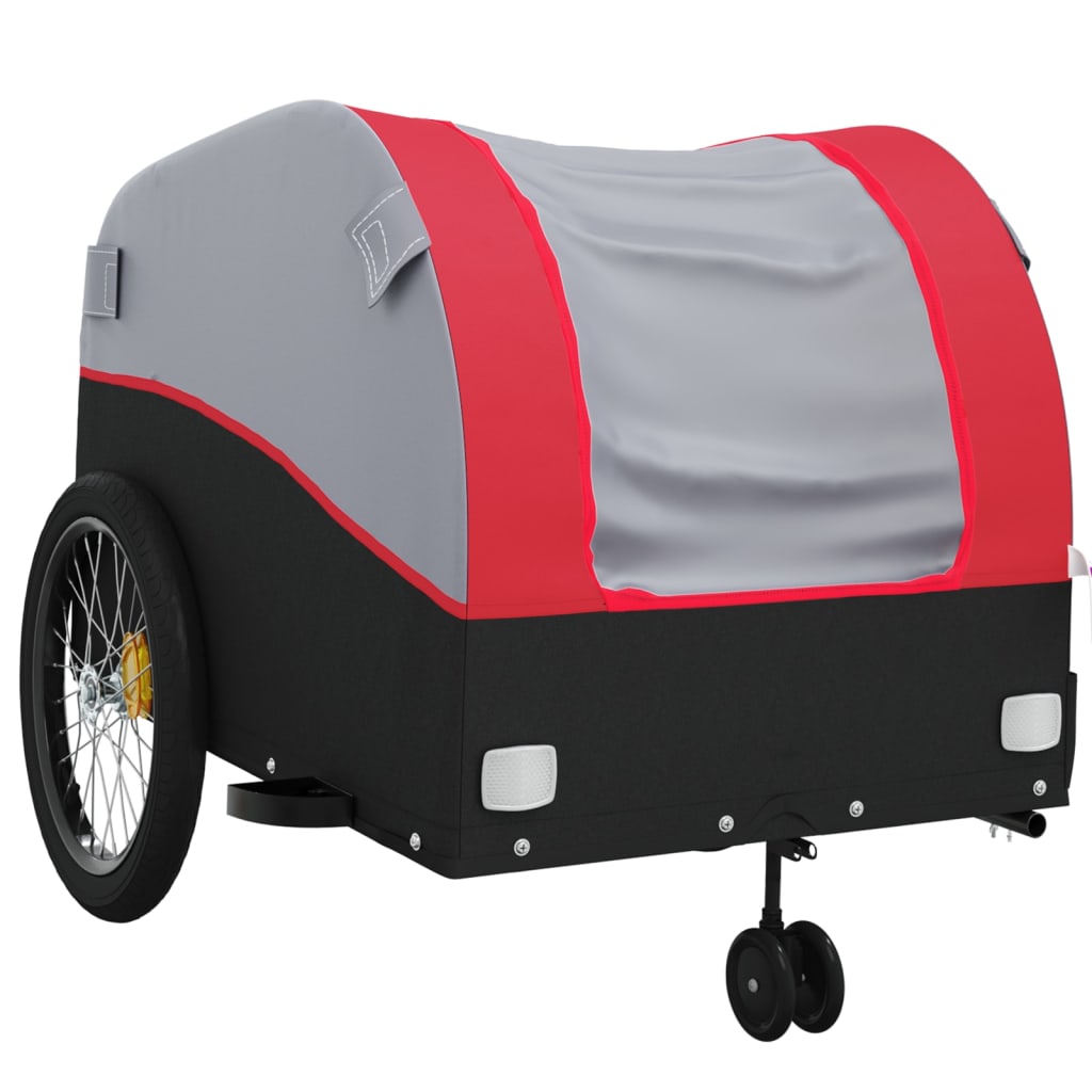 vidaXL Remorque de vélo noir et rouge 45 kg fer