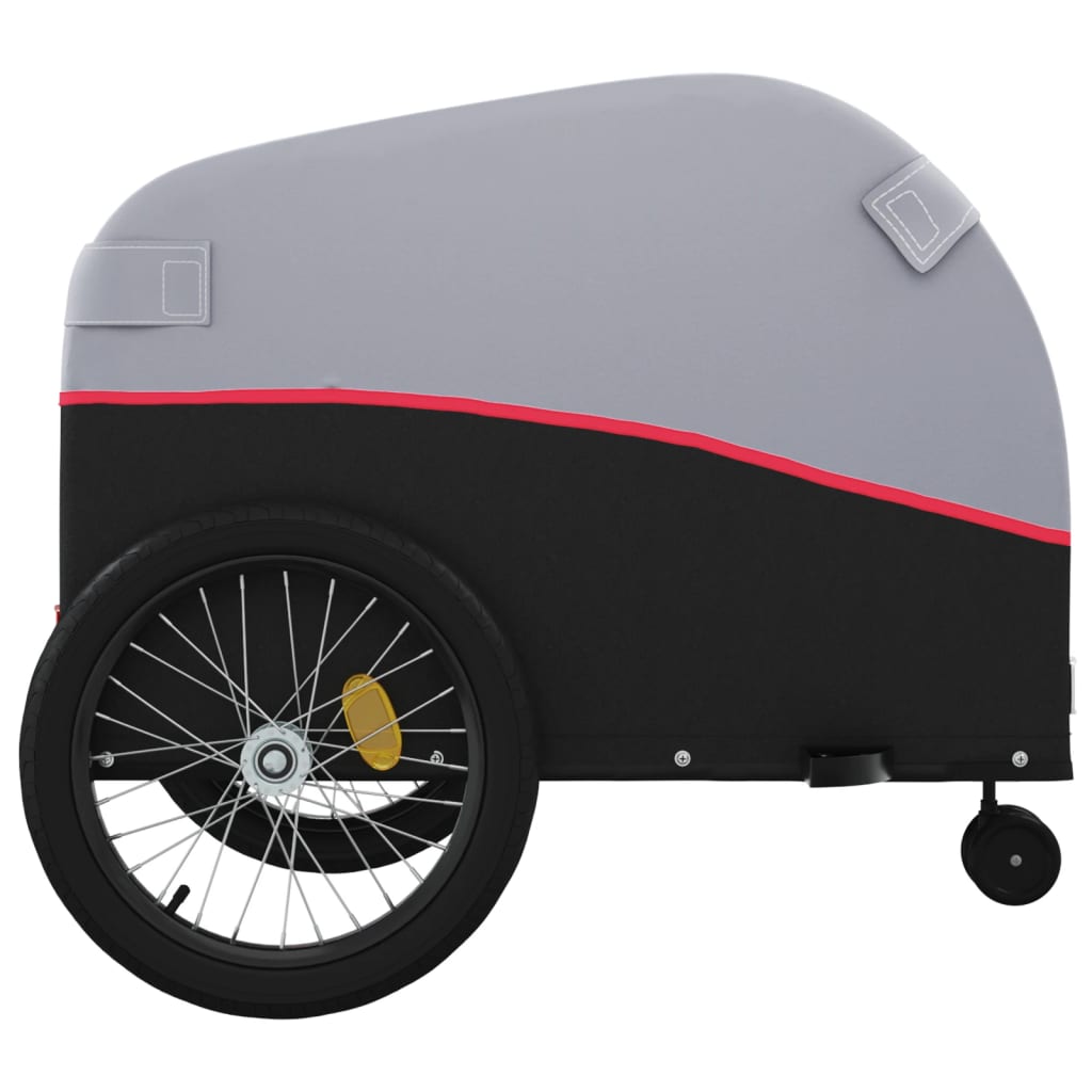 vidaXL Remorque de vélo noir et rouge 45 kg fer