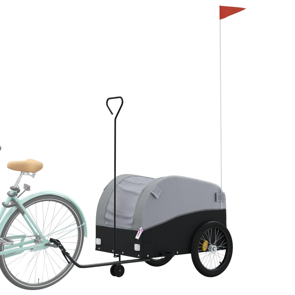 vidaXL Remorque de vélo noir et gris 45 kg fer