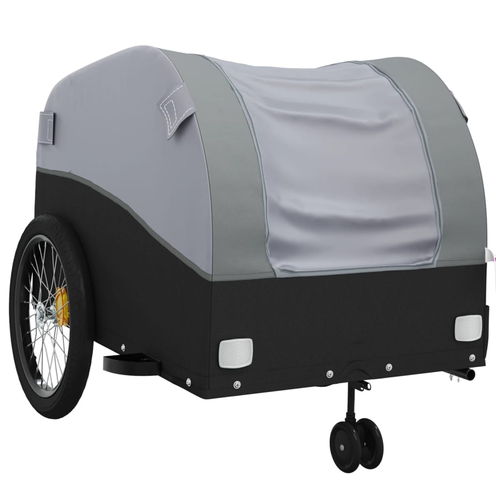 vidaXL Remorque de vélo noir et gris 45 kg fer