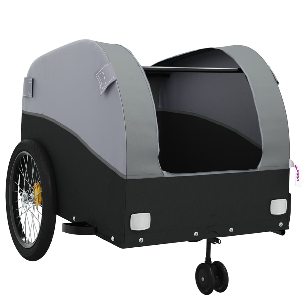 vidaXL Remorque de vélo noir et gris 45 kg fer