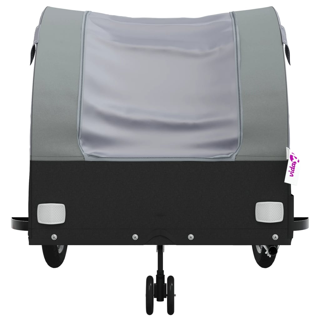 vidaXL Remorque de vélo noir et gris 45 kg fer