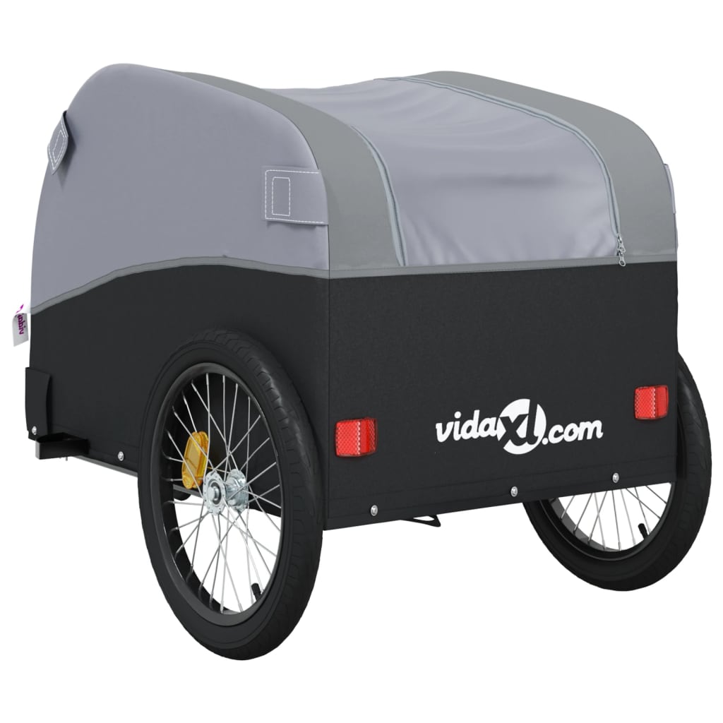 vidaXL Remorque de vélo noir et gris 45 kg fer