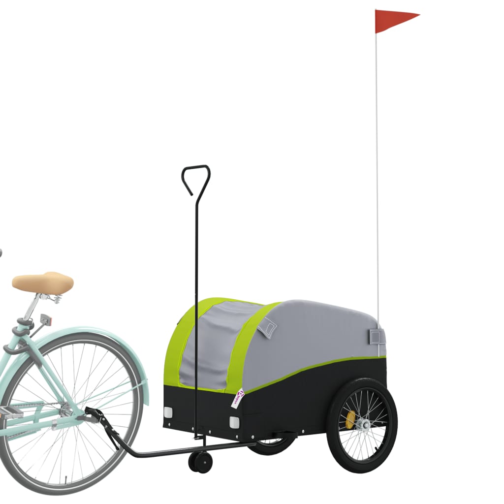 vidaXL Remorque de vélo noir et vert 45 kg fer