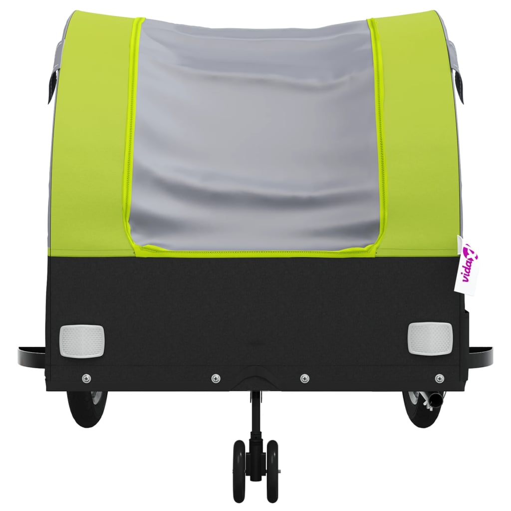 vidaXL Remorque de vélo noir et vert 45 kg fer