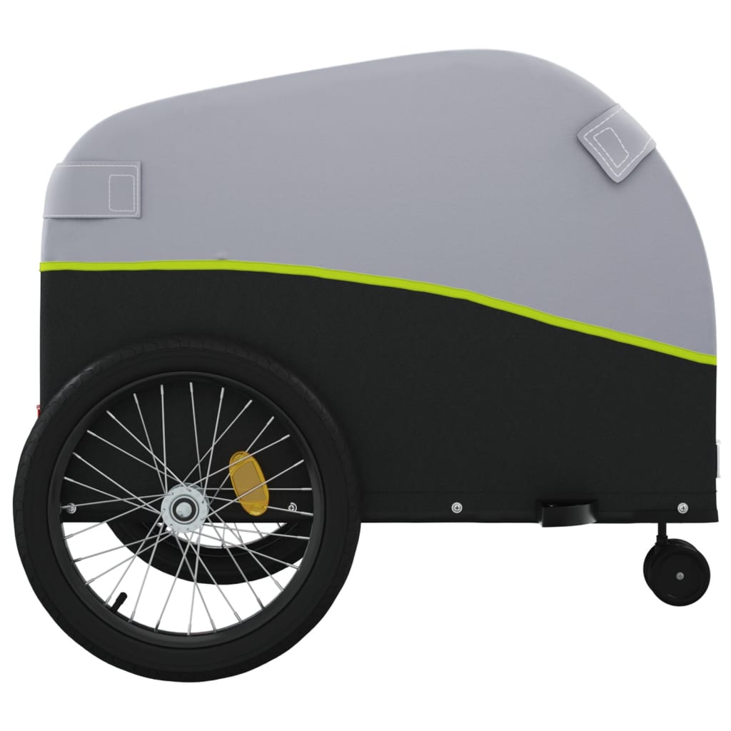 vidaXL Remorque de vélo noir et vert 45 kg fer