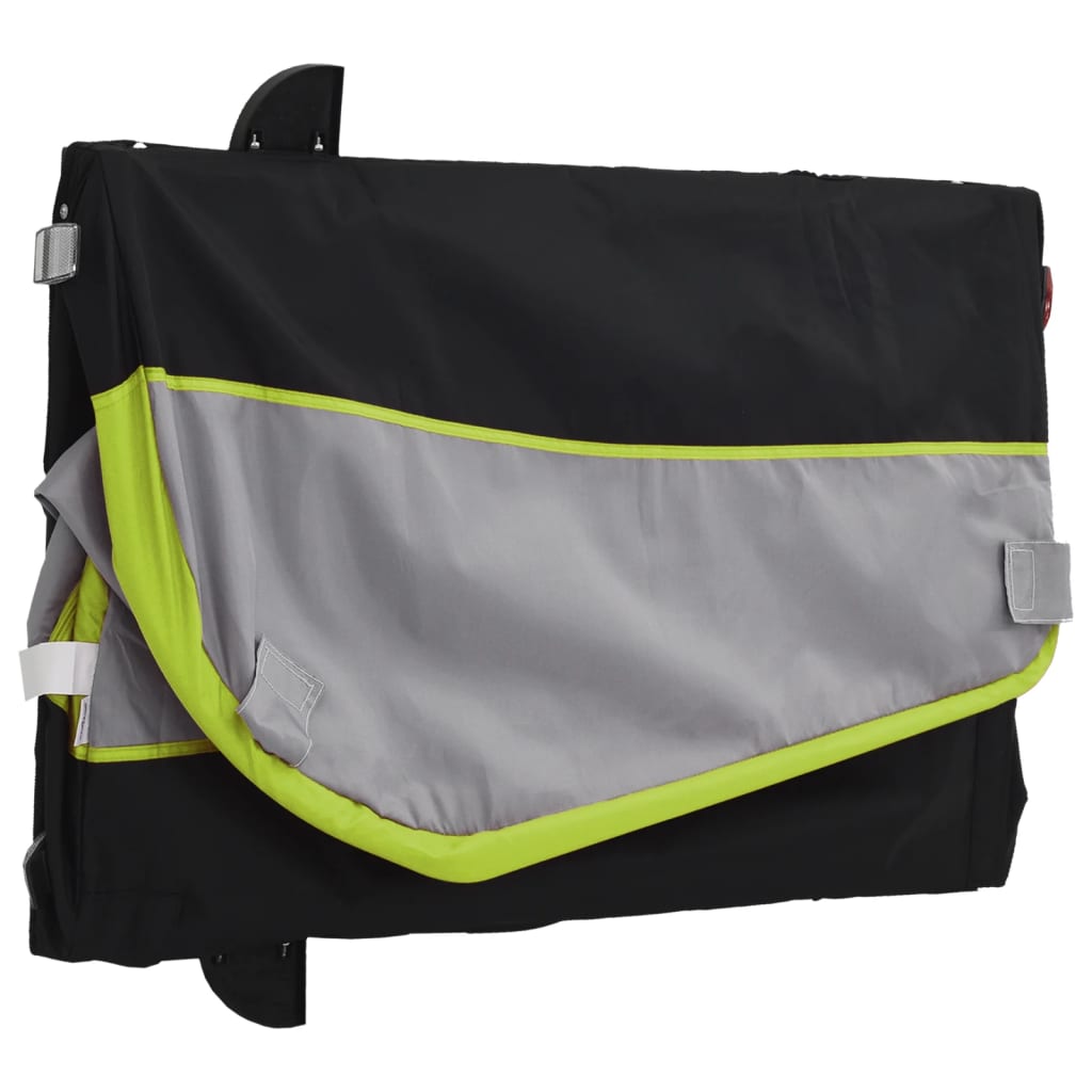 vidaXL Remorque de vélo noir et vert 45 kg fer