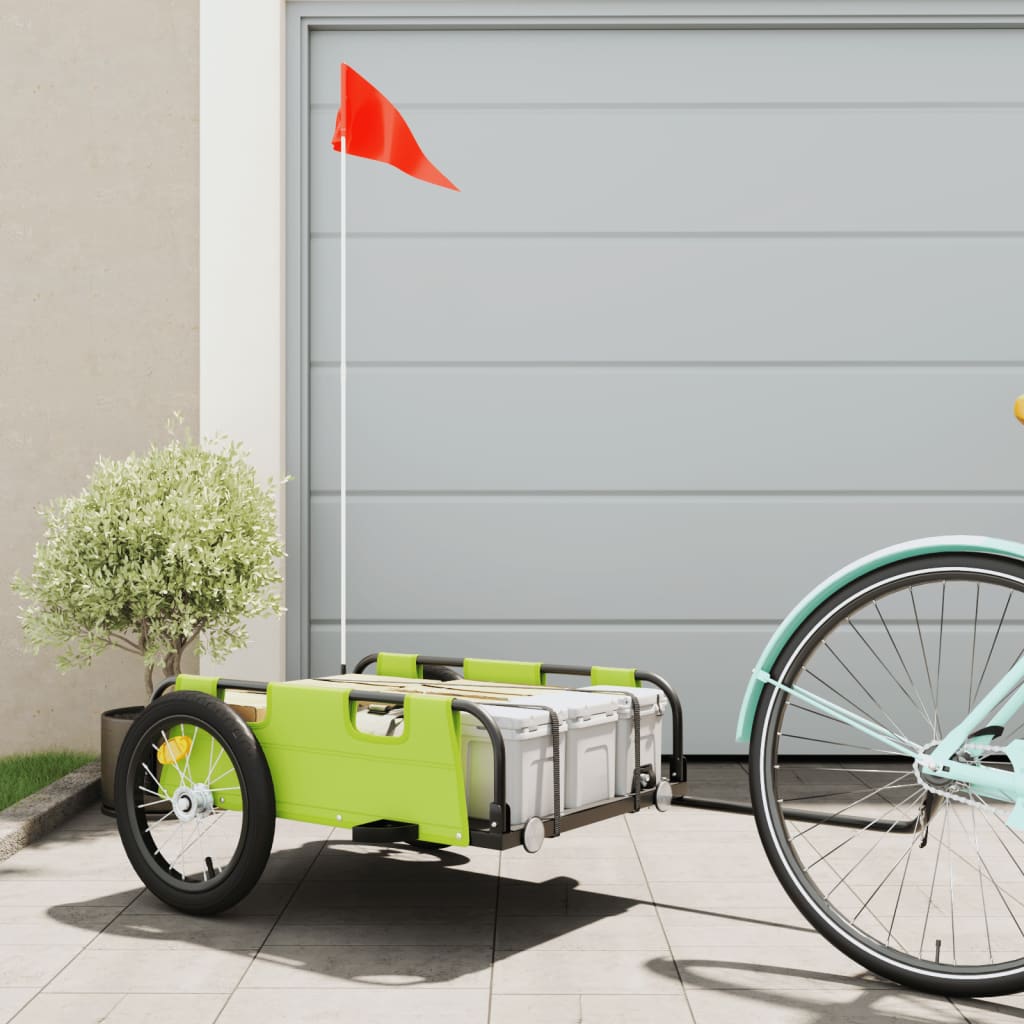 vidaXL Remorque de vélo vert tissu oxford et fer