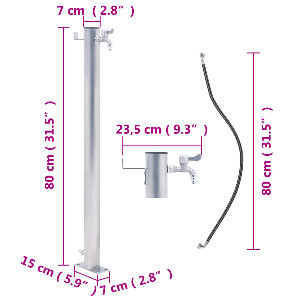vidaXL Colonne à eau de jardin 80 cm acier inoxydable rond