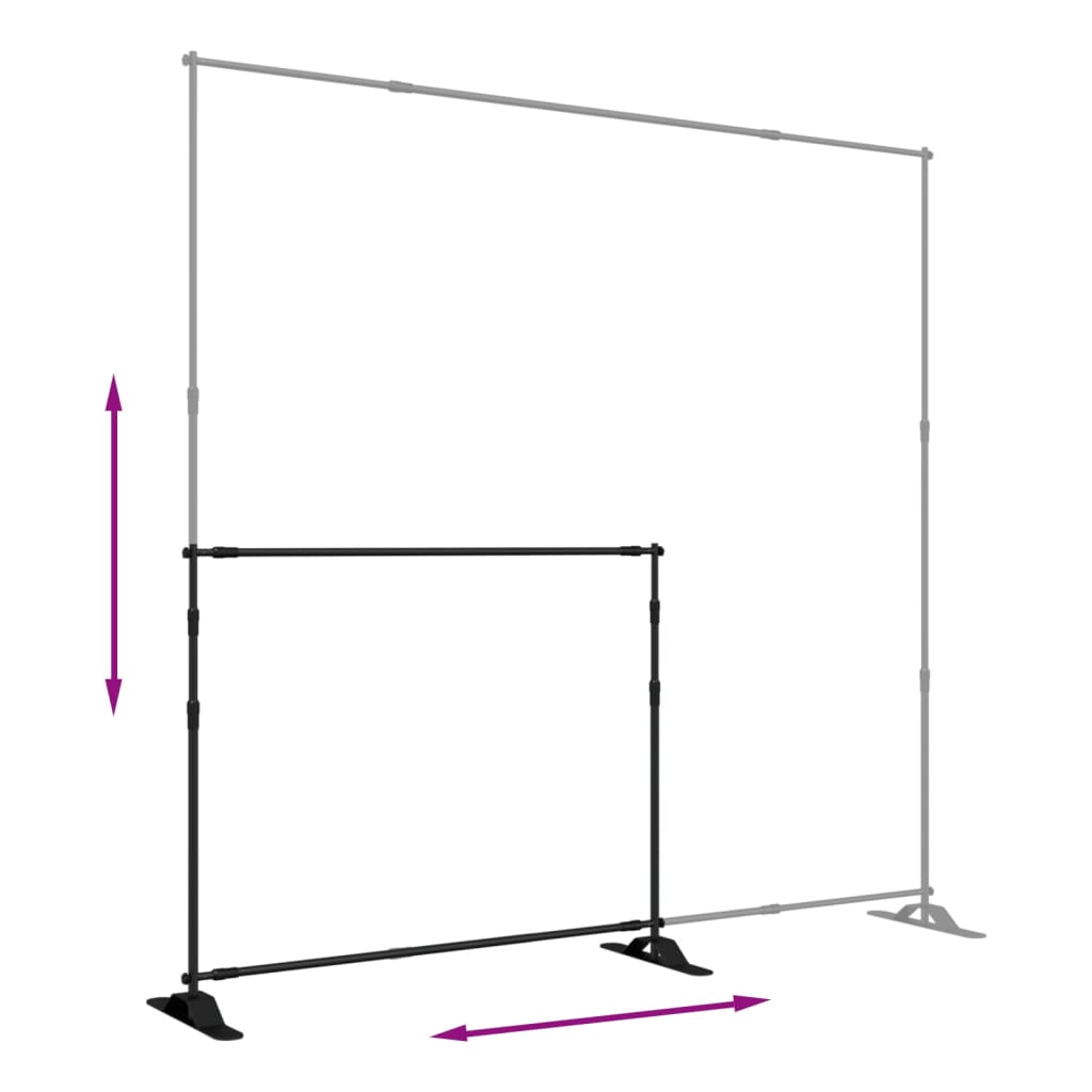vidaXL Supports de toile de fond 2 pcs noir 254x243 cm acier