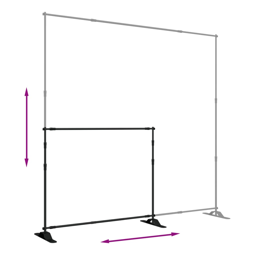 vidaXL Support de toile de fond noir 254x243 cm acier