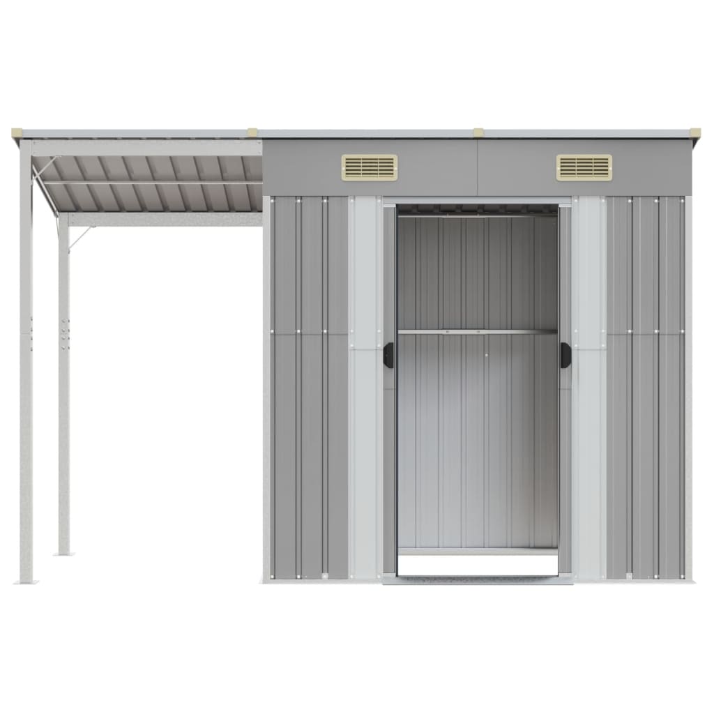 vidaXL Abri de jardin avec toit prolongé gris clair 277x110,5x181 cm