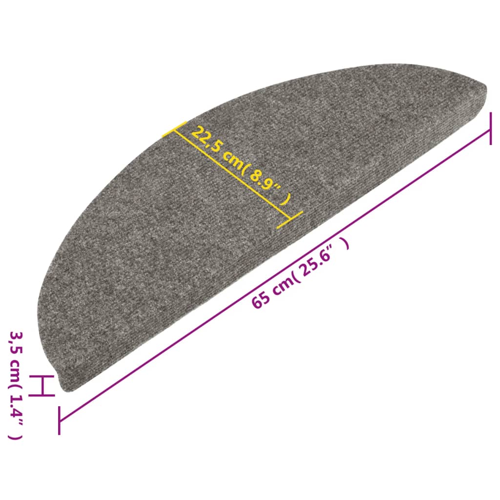 vidaXL Tapis d'escalier auto-adhésifs 10 pcs gris 65x22,5x3,5 cm